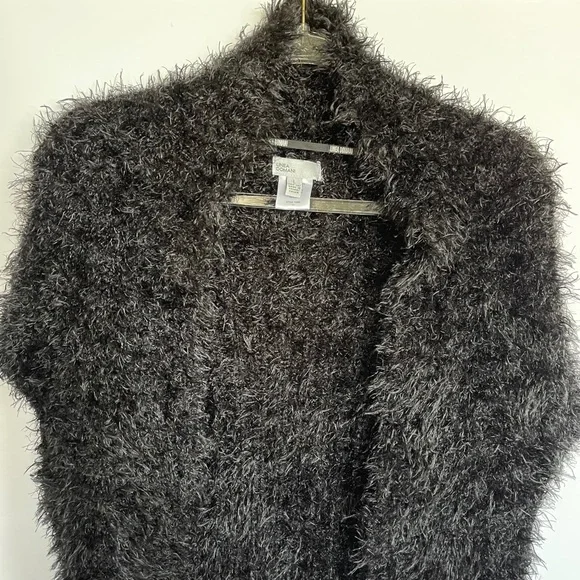 Linea Domani Faux Fur Vest Open Front Women’s Black Size L - Picture 2 of 8